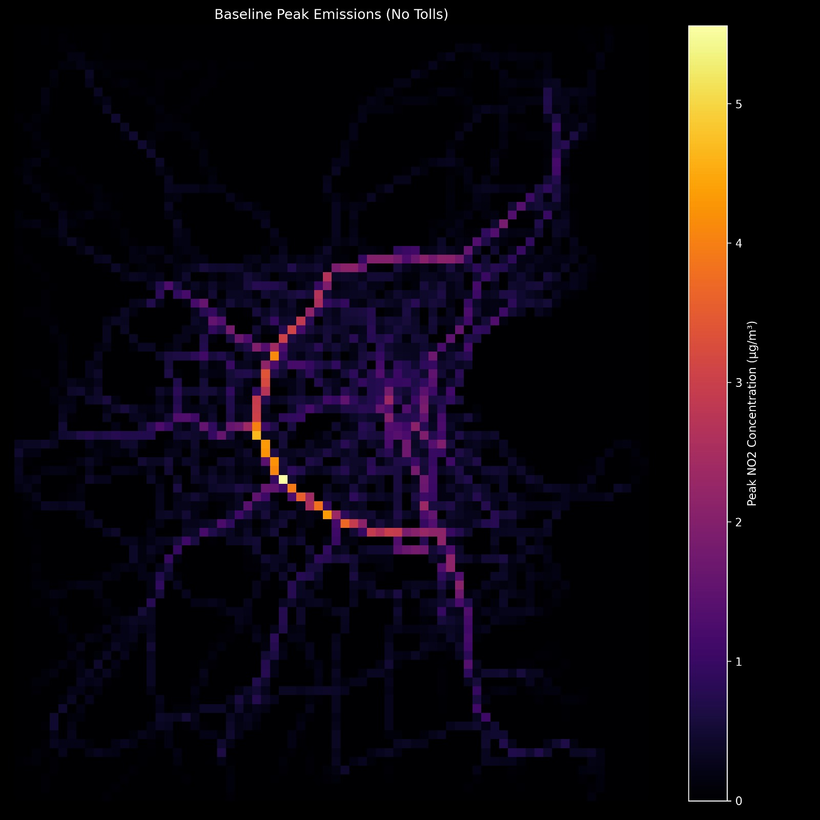 Baseline peak nitrogen dioxide exposure on the Dublin road network